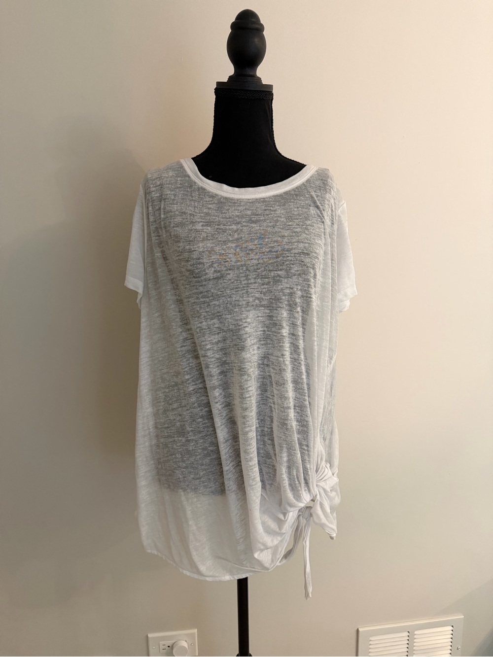 Caslon White Sheer Short-Sleeve Tee with Side Knot